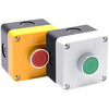 Button box flat head self-reset start switch box 1 hole waterproof and dustproof IP65 green normally open BA31 yellow button box + green 1 normally closed set
