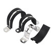 Jinchao 304 stainless steel pipe buckle clip U-shaped belt with rubber strip riding clamp pipe clip to fix cable hoop 6 (5 pieces) rubber strip riding clamp