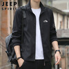JEEP SPIRIT Jeep Jacket Men's Trendy Autumn and Winter Jacket Men's Stand Collar Slim Clothes Black XL