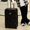 CRASH BAGGAGE Italian concave and convex suitcase striped suitcase boarding case trolley case for men and women black 28 inches