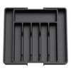 Retractable drawer divided cutlery storage box kitchen household cabinet chopsticks spoon compartment storage rack retractable cutlery tray (black)
