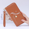 Kuqi Kangaroo Qixi Wallet Women's Long Simple Fashion Zipper Bag Can Hold Mobile Phone Clutch Mother Bag Large Capacity Wallet Brown Liuhua Wallet