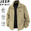 JEEP SPIRIT Jeep Jacket Spring and Autumn Men's Stand Collar Thin Versatile Casual Breathable Workwear Top Jacket Khaki XL