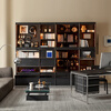 Fanye Furniture Guanshan Bookcase solid wood wall-to-wall card holder integrated living room home storage cabinet simple black bookshelf combination cabinet ash wood A+C+B+C (same model as the main picture with base)