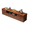 Hengyun TV cabinet golden walnut solid wood TV coffee table combination cabinet floor cabinet simple living room Chinese style boutique furniture 2.0m six-drawer TV cabinet golden walnut color