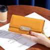 VUNIQSON long wallet for women genuine leather large capacity clutch bag fashionable folding wallet bag for mobile phone versatile hand wallet for women yellow