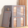 Jiebaina Clothes Storage Box Large Wardrobe Layered Storage Artifact Fabric Visual Window Folding Clothing Storage Organizing Box Nordic Gray-Single Window Thickened Cotton and Linen 110# 60*45*40 Thick Steel Frame