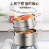 Three-headed eagle uncoated pure titanium steamer soup steaming stew multifunctional all-in-one household high temperature resistant special pot induction cooker universal pure titanium double layer soup steamer 24cm