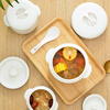 Pupan Chubby Stew Cup Ceramic Waterproof Stew Cup Steamed Egg Stew Pot with Lid Double Lid Soup Cup Household Bird's Nest Size Liner Steaming Cup Phnom Penh Stew Cup 450ml Free Spoon (Suitable for Children