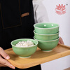 Longquan celadon rice bowl ceramic new creative Chinese tableware household thickened eating bowl large noodle soup bowl porridge bowl small bowl 5.5-inch plum green bowl