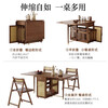 Silan Mengbei multifunctional foldable solid wood dining table and sideboard integrated dining table and dining chairs can be stored to save space for small households (walnut color) folding solid wood dining table + 2 chairs