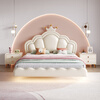 Cream style children's bed girl's dream internet celebrity princess bed cartoon cute shell crown leather girl's suspended bed bed + 20cmT333 fully disassembled spring latex mat + cabinet * 2 1500mm * 2000mm