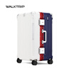 Travel new aluminum frame suitcase 20 inches portable boarding case for women short-distance travel box business password box trolley case for men white with blue 20 inches (boarding box + 50-50 open + multi-function)