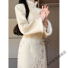 Zhenji Matcha 2025 Winter New Improved Cheongsam Embroidered Plus Velvet J Thickened Shu Mao Collar Female Model New Chinese Style Skirt Beige Cheongsam Embroidered Velvet Thickened M