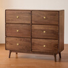 Youth Trend solid wood six-drawer chest, bedroom six-drawer chest, North American black walnut storage storage cabinet, living room TV cabinet side cabinet, all black walnut (115*45*100)
