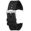 Old cobbler suitable for Citizen Eco-Drive series watch AT0700-53E curved mouth silicone watch strap men's strap accessories black-steel buckle 24mm