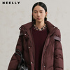 NEELLY Nali Shopping Mall's new winter style Lapel Straight Hooded Down Jacket Women's Simple Commuting Jacket Ankola Red S