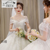 Orihime one-shoulder light wedding dress 2025 new temperament main yarn bride summer cover thick arms floor-length large tail princess style floor-length style standard mid-waist veil bustle one size M size recommended under 100 pounds