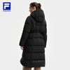 Fila Fila official women's long goose down down jacket 2025 winter new fitness sports warm hooded jacket dark black-BK M 165/84A/M