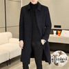 Winter windproof collar mid-length woolen coat for men youth casual loose fashionable woolen coat thickened windbreaker navy blue 8806 XL / 110-125 catties
