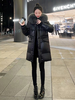 QVI high-end brand down jacket women's mid-length 2025 winter new style fashionable loose slimming thickened white duck down jacket black (real fox big fur collar) XL 130-145 catties