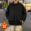 Homlean Outdoor Work Jacket Men's Autumn Windproof Jacket Loose Velvet Top OH02JR Amber Black XL
