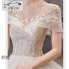 Orihime one-shoulder light wedding dress 2025 new temperament main yarn bride summer cover thick arms floor-length large tail princess style floor-length style standard mid-waist veil bustle one size M size recommended under 100 pounds