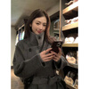 Pusumede Manchester City full wool double-sided woolen coat women's mid-length waisted woolen coat brown brown ready stock M