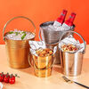 Internet celebrity ice bucket commercial stainless steel portable small ice bucket KTV bar champagne bucket red wine beer home thickened natural color-12CM portable-snack bucket 0.8L