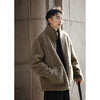 TonLion 2025 Winter Men's Stand Collar Contrast Color Trimmed Imitation Lamb Wool Thick Jacket