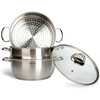 LOCK & LOCK stainless steel steamer household large-capacity steamer 28CM three-layer combination set can steam meat, fish, steamed buns and steamed buns