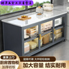 An Junsheng double-door kitchen cabinet floor-standing multi-layer slate storage cabinet multi-functional microwave oven oven cutting vegetable storage cabinet upgrade-magnetic double-door cream white 10mm thickened slate 3 layers long 120 wide 42 high 80