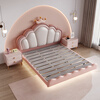 Cream style children's bed girl's dream internet celebrity princess bed cartoon cute shell crown leather girl's suspended bed bed + 20cmT333 fully disassembled spring latex mat + cabinet * 2 1500mm * 2000mm