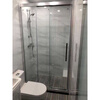 CLCEY bathroom dry and wet separation bathroom partition toilet screen glass sliding door straight shower room extremely narrow edge 304 stainless steel black frame does not contain steam