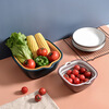 LZJV double-layer plastic vegetable washing and draining basket kitchen artifact multi-functional living room fruit plate household fruit and vegetable basket storage double-layer small rounded corners two-piece trial set