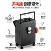 DTA suitcase trolley case women's front opening multi-functional wide trolley suitcase password leather suitcase male black 20 inches