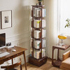 Jiayi rotating bookshelf floor-standing storage rack solid wood bookcase with wheels removable shelf floor-standing drawer storage rack