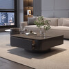 Hua Beisen high-end slate coffee table living room large and small household table light luxury gray glass square combination modern simple coffee table high-end black + gray glass 80+60 fully assembled door-to-door delivery
