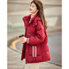 Demana is free to run to romance, winter warm 90 duck down hooded jacket, printed tassel mid-length women's down jacket