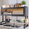 DEATKN German thickened kitchen sink rack household dish storage sink sink dust-proof cupboard multi-functional drain black thickened - length 85cm