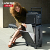 Langke German front-opening cover mother suitcase 20-inch aluminum frame new wide trolley travel and business trip men's cabin suitcase 24 gun gray - aluminum frame mother box (with shoe box + frosted anti-scratch + dual fast charging interface) 20-inch cabin case - can hold 15.6-inch computer