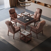 Ruiteng 2025 new model villa high-end new Chinese-style solid wood electric mahjong machine card table fully automatic dual-use all-in-one home double leaf 1 table 4 chairs 2 coffee table Ruiteng light machine