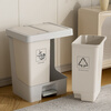Beishan classified trash can with lid, sealed kitchen waste bucket, cleaning bucket, foot-operated double-open sanitary bucket, dry and wet separation storage bucket, dual-use design with hand and foot pedal (fresh gray)