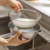 Sungsa Japanese 304 stainless steel leaky basin household double-layer rice washing sieve food-grade vegetable basin drain basket rice cleaning artifact drain basket + stainless steel basin (22cm)