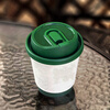 Forty thousand kilometers (40000KM) coffee cup paper cup with lid water cup household commercial packaging cup hot drink paper cup thickened double layer retro green 330ml + butterfly green lid - 50 sets