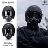 C-RIDING Motorcycle Helmet Cruiser Motorcycle Retro Three-quarter Half Helmet Men's Winter Cycling Helmet Electric Vehicle Women's Safety Black with Mask L (58-59 Head Circumference)