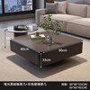 Hua Beisen high-end slate coffee table living room large and small household table light luxury gray glass square combination modern simple coffee table high-end black + gray glass 80+60 fully assembled door-to-door delivery