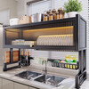 DEATKN German thickened kitchen sink rack household dish storage sink sink dust-proof cupboard multi-functional drain black thickened - length 85cm