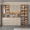Solid wood wine cabinet with glass door against the wall, multi-functional all-in-one cabinet for the restaurant, simple and fashionable, same style, Huashi, gray and white, free delivery, home package installation, made of solid wood, style 16 280*40*220