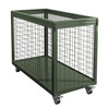 Military green mobile cage combat readiness material turnover vehicle wheeled mobile pallet thickened field picture box rotational molding box with handle 1500 deep mesh cage